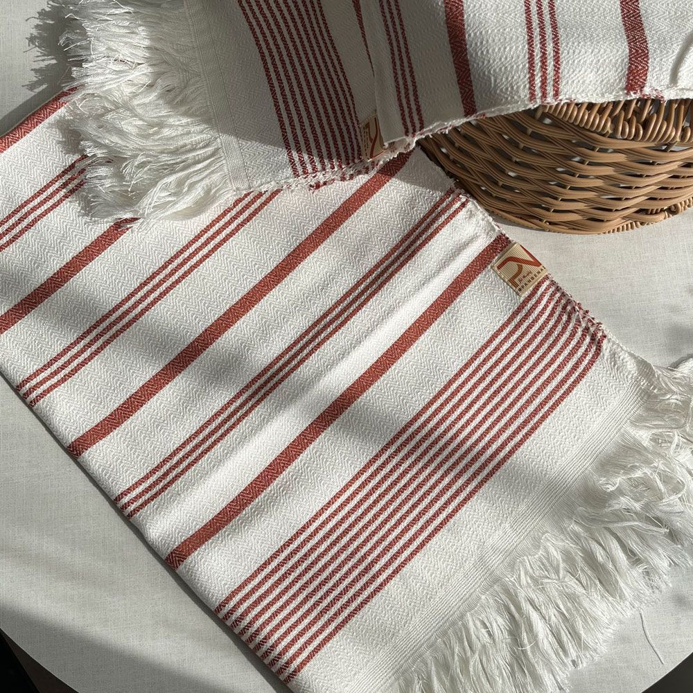 حوله دست و صورت سنتی دست‌بافت نخی پنبه ناز