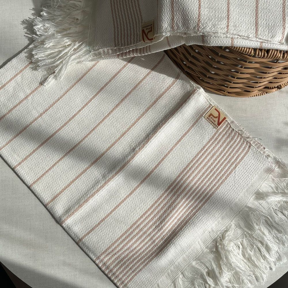 حوله دست و صورت سنتی دست‌بافت نخی پنبه ناز