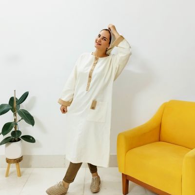 کفتان پنبه سفید وقهوه ای